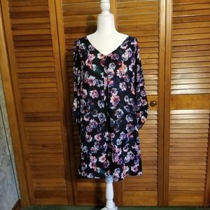 DECREE Jrs. Plus Dress 1X  Blue Floral NWT